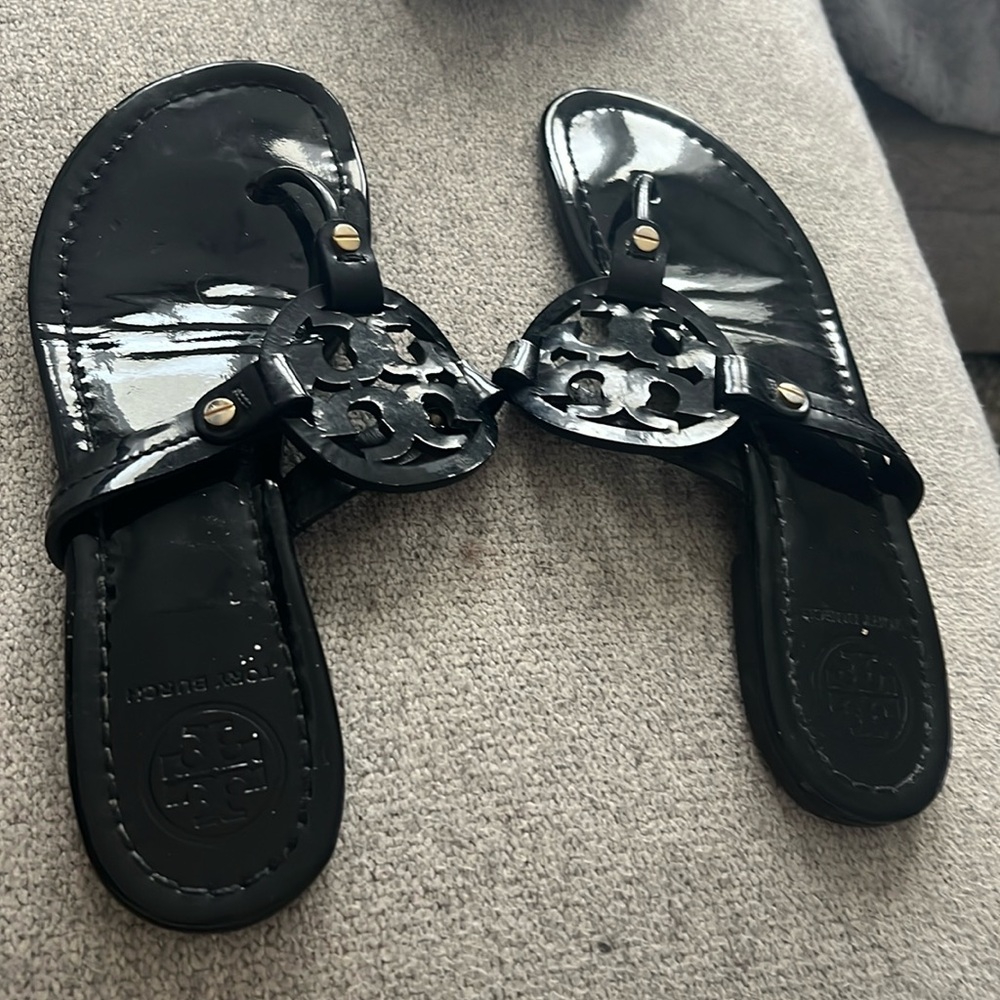 Tory Burch Black Leather Miller Flats